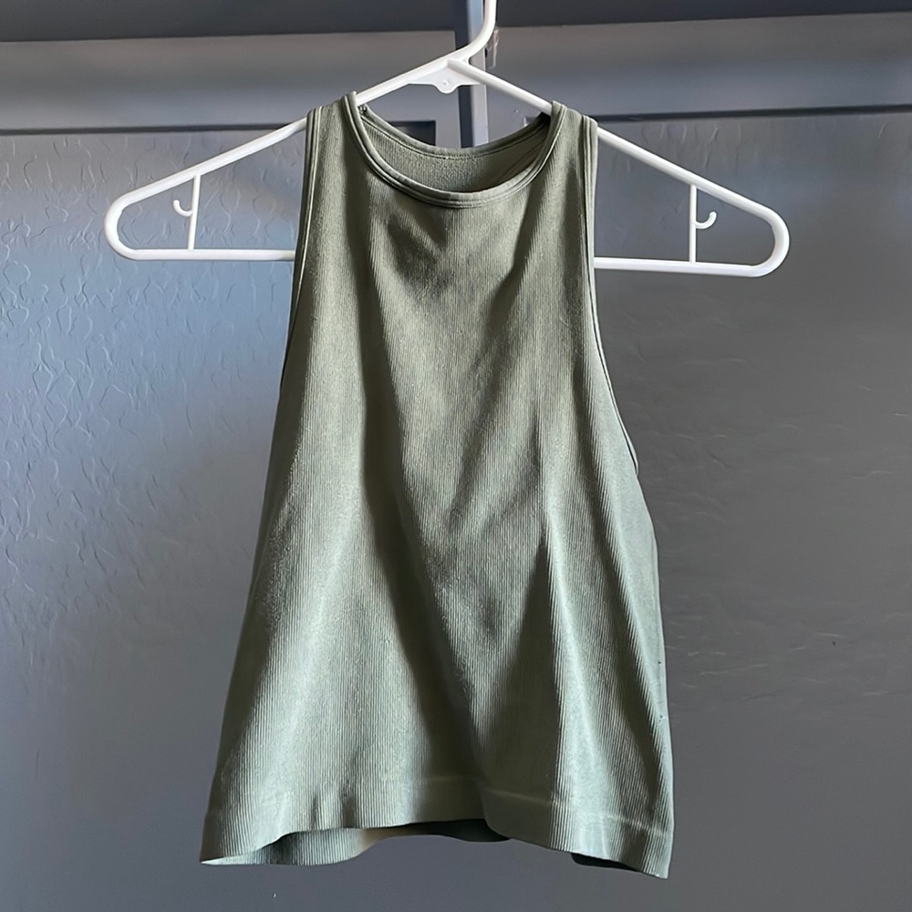 Green razor back crop top
